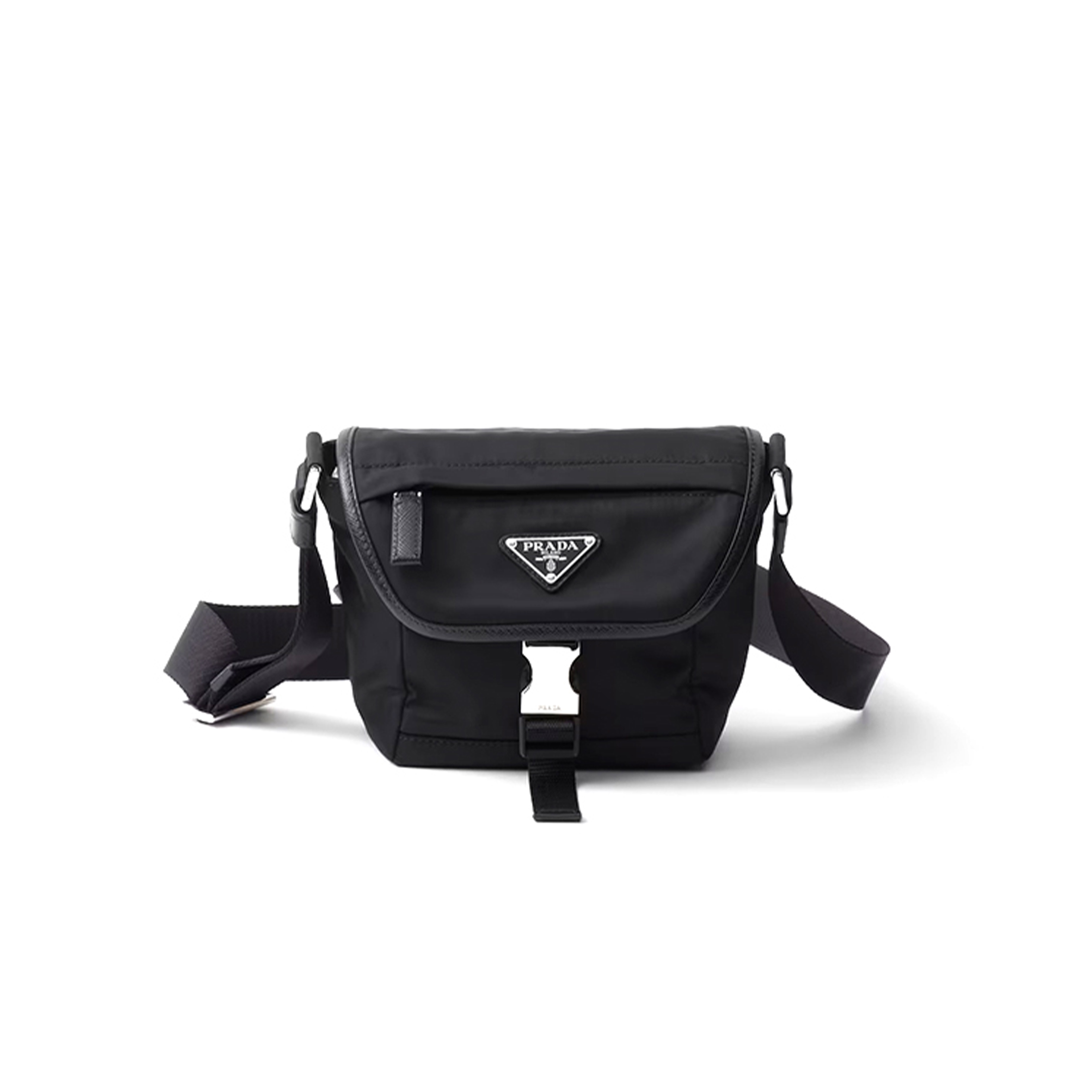 PRADA RE-NYLON AND SAFFIANO LEATHER SHOULDER BAG 2VD070 (16*15*8cm) PRADA RE-NYLON AND SAFFIANO LEATHER SHOULDER BAG 2VD070 (16*15*8cm)